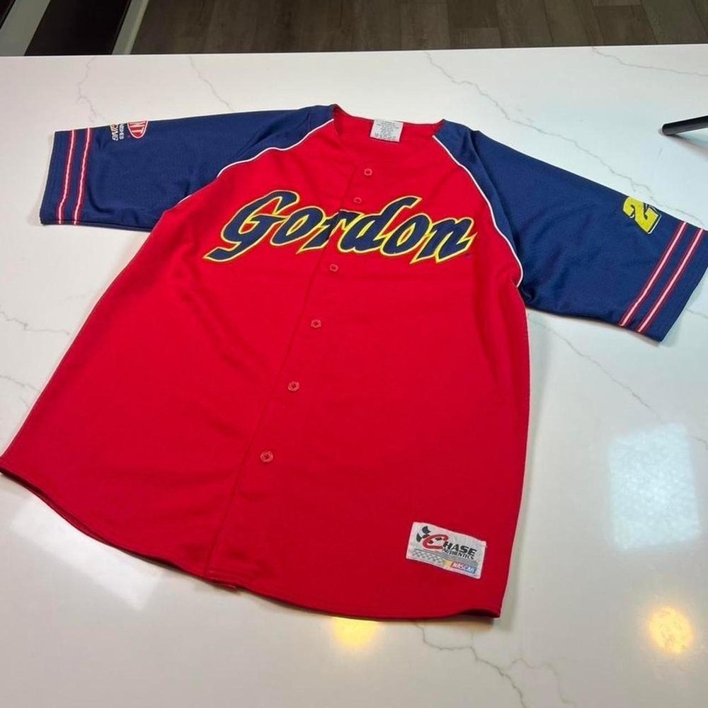 Chase Authentics Jeff Gordon Jersey Mens Large Red Blue 24 DuPont NASCAR